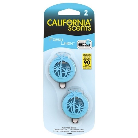 CALIFORNIA SCENTS Fresh Linen - Mini Membrana do nawiewu w samochodzie 3ml