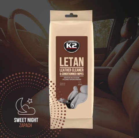 K2 LETAN WIPES ŚCIERESZKI DO SKÓRY 24SZT