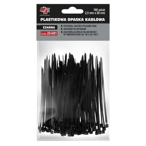 MA PRO plastikowa opaska kablowa - czarna 2,5mm x 80 100szt