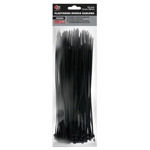 MA PRO plastikowa opaska kablowa - czarna 3,6mm x 250 100szt