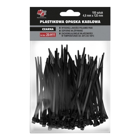 MA PRO plastikowa opaska kablowa - czarna 4,8mm x 120 100szt