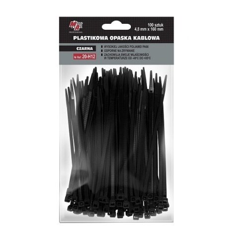 MA PRO plastikowa opaska kablowa - czarna 4,8mm x 160 100szt