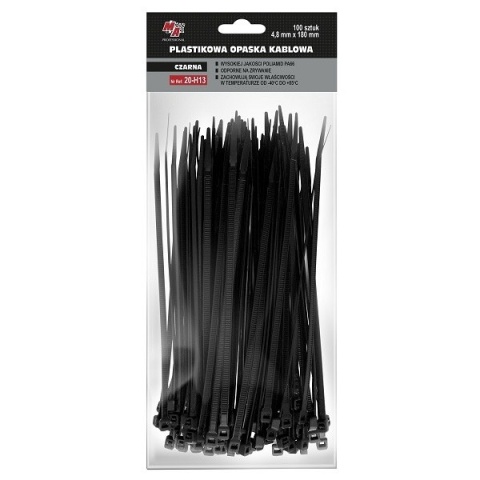 MA PRO plastikowa opaska kablowa - czarna 4,8mm x 180 100szt