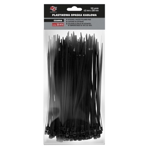 MA PRO plastikowa opaska kablowa - czarna 4,8mm x 200 100szt