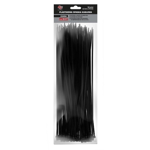 MA PRO plastikowa opaska kablowa - czarna 4,8mm x 370 100szt