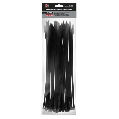 MA PRO plastikowa opaska kablowa - czarna 7,6mm x 370 50szt