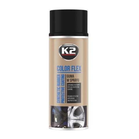 K2 COLOR FLEX GUMA W SPRAYU - CZARNY POŁYSK 400ML