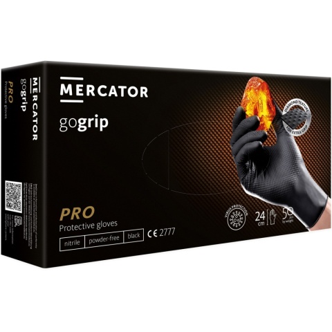 MERCATOR GOGRIP BLACK RĘKAWICE OCHRONNE XXL 50SZT