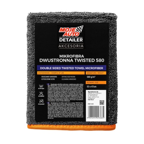 MOJE AUTO DETAILER MIKROFIBRA DWUSTRONNA TWISTED TOWEL 580g/m2 53x47cm