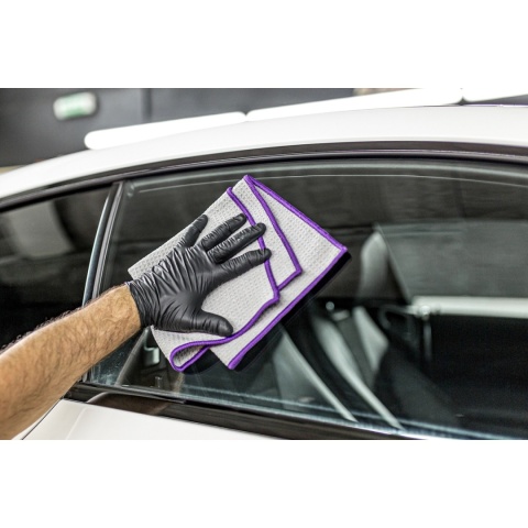 MOJE AUTO DETAILER MIKROFIBRA WAFLOWA DO SZYB DIAMOND GLASS 370g/m2 40x40cm GREY