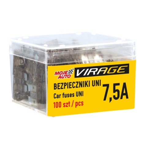 VIRAGE- Bezpieczniki UNI 100 szt. 7,5A