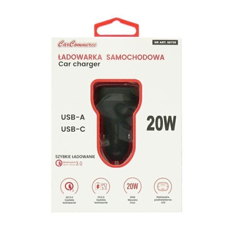 ŁADOWARKA SAMOCHODOWA USB A+USB-C