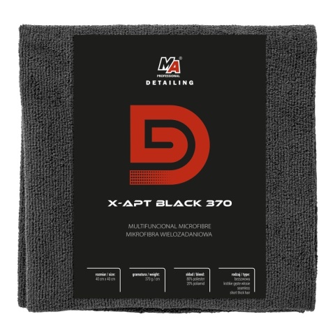 MA PRO DETAILING X-APT BLACK 370GSM WIELOZADANIOWA MIKROFIBRA 40x40cm