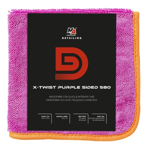 MA PRO DETAILING X-TWIST PURPLE SIDED 580GSM MIKROFIBRA DO SZYB I PIELĘGNACJI WNĘTRZA 40x40cm