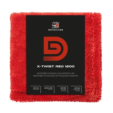 MA PRO DETAILING X-TWIST RED 1200GSM MIKROFIBRA DO WOSKÓW, QD I PIELĘGNACJI WNĘTRZA 40x40cm