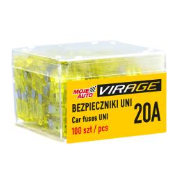 VIRAGE- Bezpieczniki UNI 100 szt. 20A VIRAGE 94-054